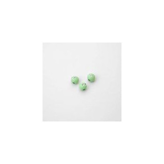 SFERE IN PLASTICA CON DECORO ARGENTO BRILLANTE COLORE VERDE CHIARO  Ø6 mm. CONFEZIONE DA 0,5 kg