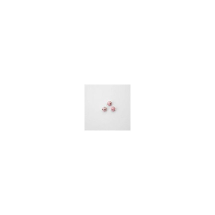 SFERE IN PLASTICA CON DECORO ARGENTO BRILLANTE COLORE ROSA CHIARO  Ø6 mm -  Confezione da 0,5 KG.