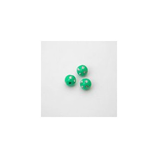SFERE IN PLASTICA CON DECORO ARGENTO BRILLANTE COLORE VERDE Ø8  mm -  Confezione da 0,5 KG.
