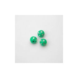 SFERE IN PLASTICA CON DECORO ARGENTO BRILLANTE COLORE VERDE Ø8  mm -  Confezione da 0,5 KG.