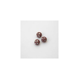 SFERE IN PLASTICA CON DECORO ARGENTO BRILLANTE COLORE MARRONE Ø8 mm -  Confezione da 0,5 KG.