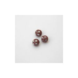 SFERE IN PLASTICA CON DECORO ARGENTO BRILLANTE COLORE MARRONE Ø8 mm -  Confezione da 0,5 KG.