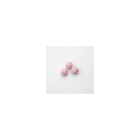 SFERE IN PLASTICA CON DECORO ARGENTO BRILLANTE COLORE ROSA CHIARO Ø8  mm -  1 KG   3800 PZ