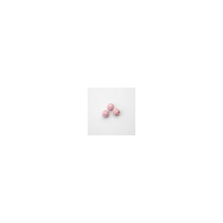 SFERE IN PLASTICA CON DECORO ARGENTO BRILLANTE COLORE ROSA CHIARO Ø8  mm -  Confezione da 0,5 KG.