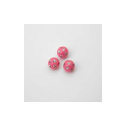 SFERE IN PLASTICA CON DECORO ARGENTO BRILLANTE COLORE ROSA SCURO Ø8 mm - Confezione da 0,5 KG.