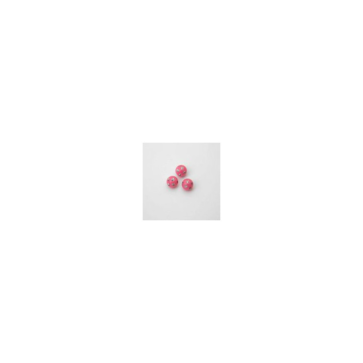 SFERE IN PLASTICA CON DECORO ARGENTO BRILLANTE COLORE ROSA SCURO Ø8 mm - Confezione da 0,5 KG.
