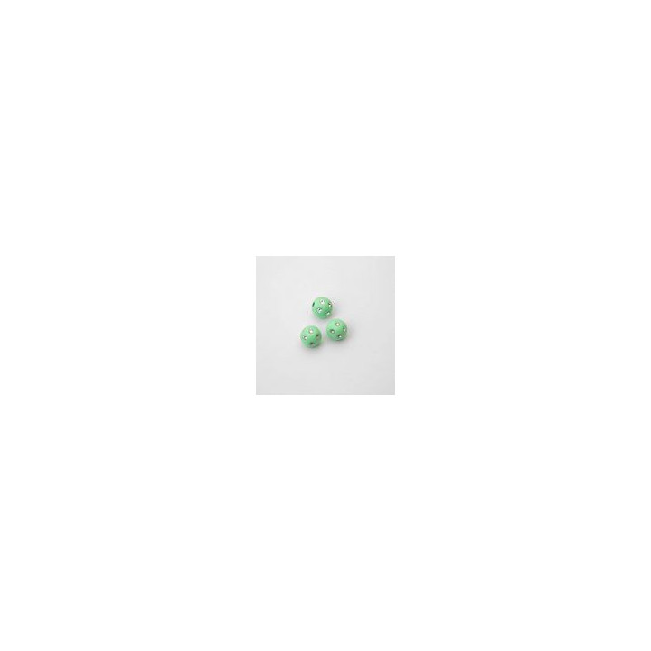 SFERE IN PLASTICA CON DECORO ARGENTO BRILLANTE COLORE VERDE CHIARO Ø8 mm. CONFEZIONE DA 0,5 kg