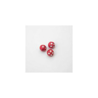 SFERE IN PLASTICA CON DECORO ARGENTO BRILLANTE COLORE ROSSO Ø 8 mm. CONFEZIONE DA 0,5 kg