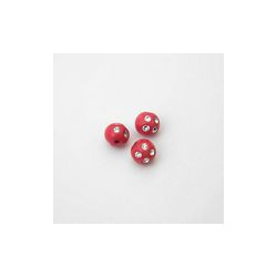 SFERE IN PLASTICA CON DECORO ARGENTO BRILLANTE COLORE ROSSO Ø 8 mm -  1 KG   3800 PZ