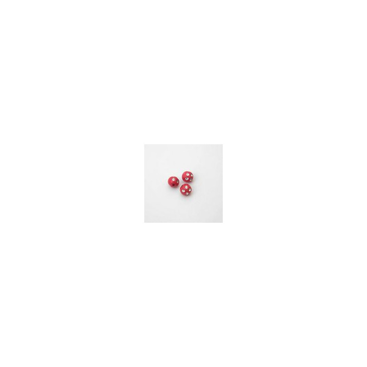 SFERE IN PLASTICA CON DECORO ARGENTO BRILLANTE COLORE ROSSO Ø 8 mm. CONFEZIONE DA 0,5 kg