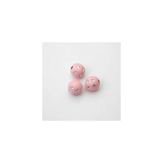 SFERE IN PLASTICA CON DECORO ARGENTO BRILLANTE COLORE ROSA Ø 10 mm. CONFEZIONE DA 0,5 kg