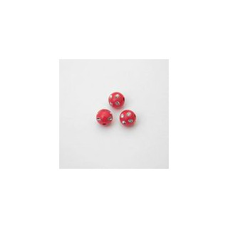 SFERE IN PLASTICA CON DECORO ARGENTO BRILLANTE COLORE ROSSO Ø 10 mm -  Confezione da 0,5 KG.
