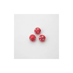 SFERE IN PLASTICA CON DECORO ARGENTO BRILLANTE COLORE ROSSO Ø 10 mm -  Confezione da 0,5 KG.