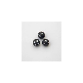 SFERE IN PLASTICA CON DECORO ARGENTO BRILLANTE COLORE NERO Ø 10 mm . CONFEZIONE DA 0,5 kg