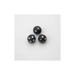 SFERE IN PLASTICA CON DECORO ARGENTO BRILLANTE COLORE NERO Ø 10 mm . CONFEZIONE DA 0,5 kg