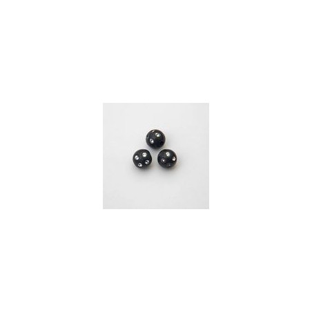 SFERE IN PLASTICA CON DECORO ARGENTO BRILLANTE COLORE NERO Ø 10 mm . CONFEZIONE DA 0,5 kg