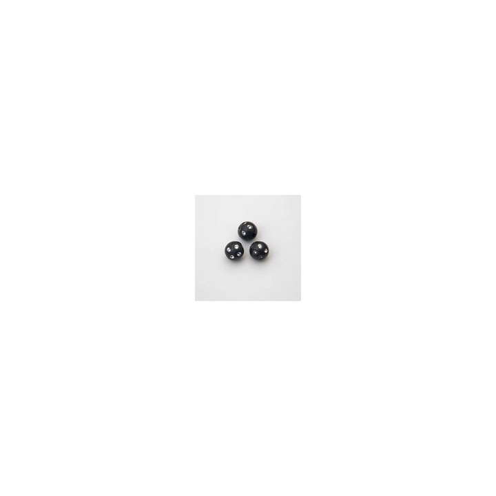 SFERE IN PLASTICA CON DECORO ARGENTO BRILLANTE COLORE NERO Ø 10 mm . CONFEZIONE DA 0,5 kg