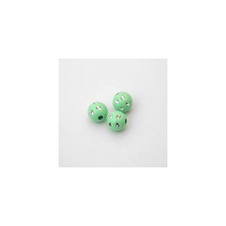 SFERE IN PLASTICA CON DECORO ARGENTO BRILLANTE COLORE VERDE Ø 10 mm. CONFEZIONE DA 0,5 kg