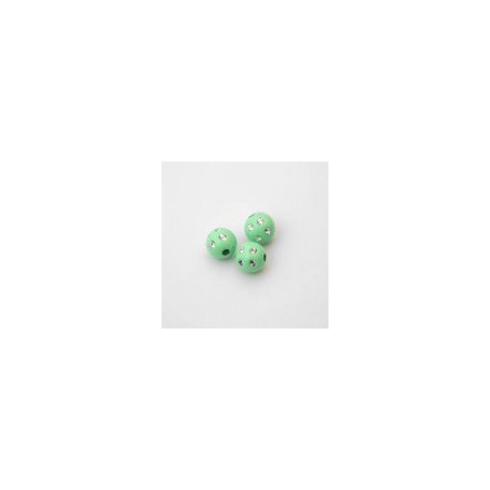 SFERE IN PLASTICA CON DECORO ARGENTO BRILLANTE COLORE VERDE Ø 10 mm. CONFEZIONE DA 0,5 kg