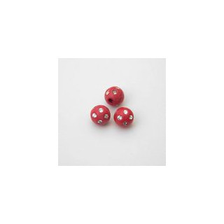 SFERE IN PLASTICA CON DECORO ARGENTO BRILLANTE COLORE ROSSO Ø 10 mm. CONFEZIONE DA 0,5 kg