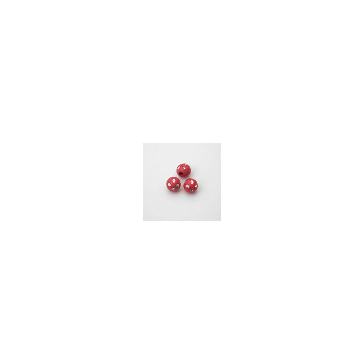SFERE IN PLASTICA CON DECORO ARGENTO BRILLANTE COLORE ROSSO Ø 10 mm. CONFEZIONE DA 0,5 kg