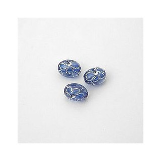 GRANI PLASTICA CON RICAMO COLORE ARGENTO BLU 9x7 mm -  Confezione da 0,5 KG.