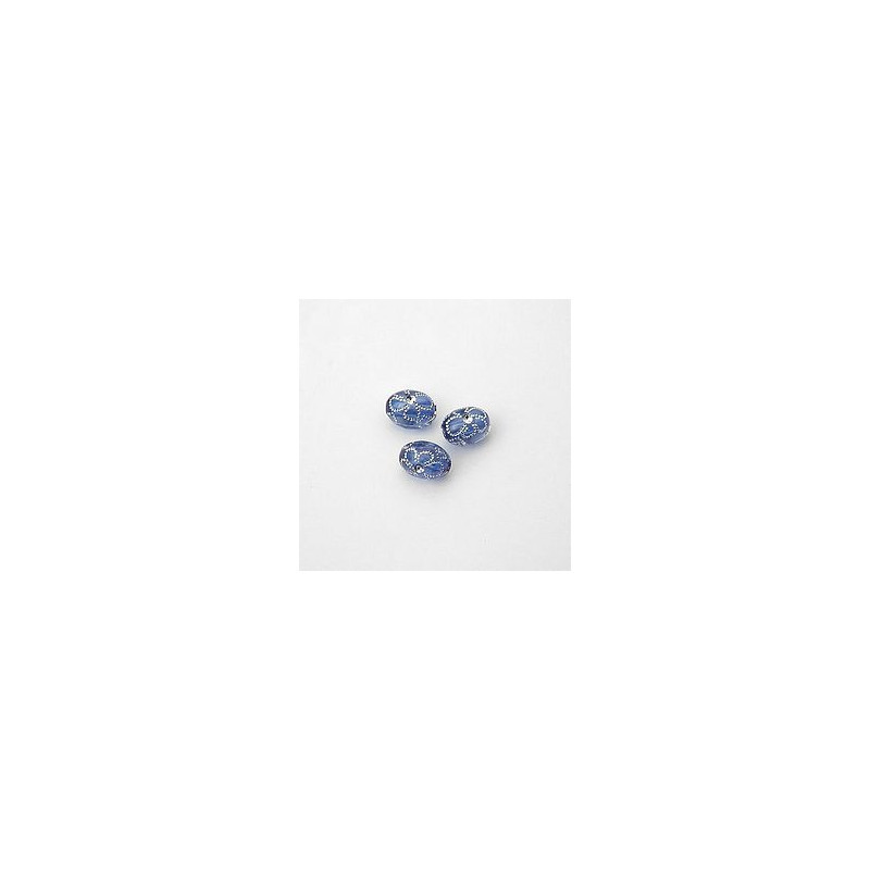 GRANI PLASTICA CON RICAMO COLORE ARGENTO BLU 9x7 mm -  Confezione da 0,5 KG.