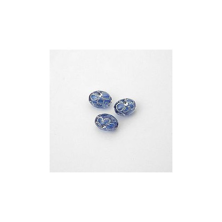 GRANI PLASTICA CON RICAMO COLORE ARGENTO BLU 9x7 mm -  Confezione da 0,5 KG.