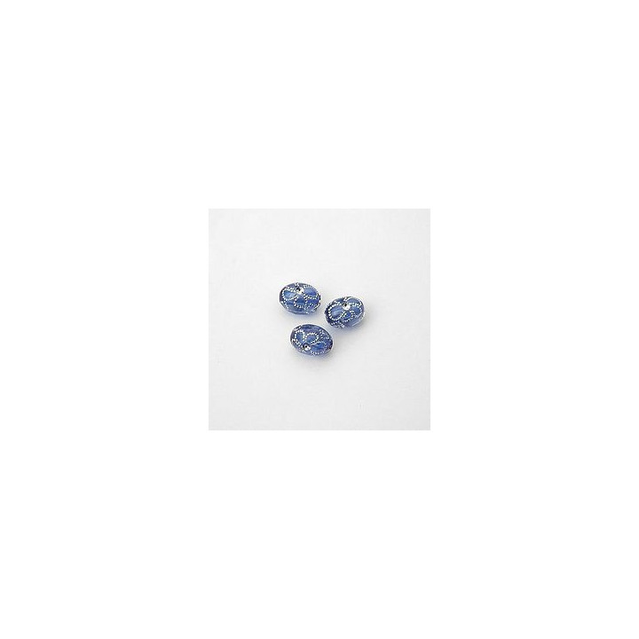 GRANI PLASTICA CON RICAMO COLORE ARGENTO BLU 9x7 mm -  Confezione da 0,5 KG.