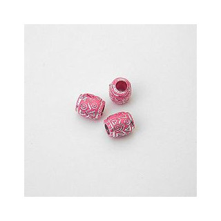 GRANI PLASTICA CON RICAMO COLORE ARGENTO ROSA 7x8  mm. CONFEZIONE DA 0,5 kg