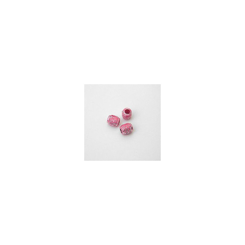 GRANI PLASTICA CON RICAMO COLORE ARGENTO ROSA 7x8  mm. CONFEZIONE DA 0,5 kg