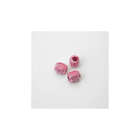 GRANI PLASTICA CON RICAMO COLORE ARGENTO ROSA 7x8  mm. CONFEZIONE DA 0,5 kg