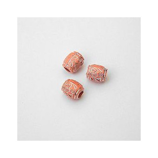GRANI PLASTICA CON RICAMO COLORE ARGENTO ARANCIONE 7x8  mm. CONFEZIONE DA 0,5 kg