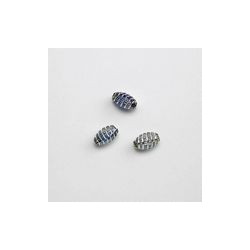 GRANI PLASTICA CON RICAMO COLORE ARGENTO BLU 9X6  mm -  Confezione da 0,5 KG.