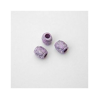 GRANI PLASTICA CON RICAMO COLORE ARGENTO LILLA  7x8  mm. CONFEZIONE DA 0,5 kg