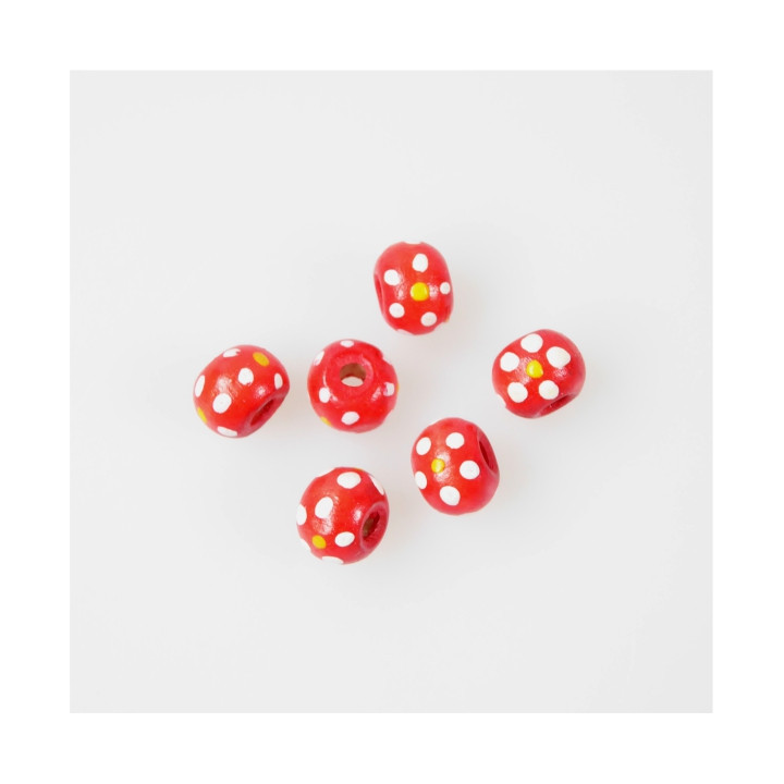 GRANO IN LEGNO CON FIORI FATTI A MANO 8mm. Confezione da 0,5 KG.