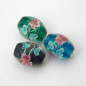 FILO DI PERLE IN VETRO. OVALE GRANDE COLORI ASSORTITI FIORI DIPINTI A MANO FILO DI PERLE IN VETRO. OVALE GRANDE COLORI ASSORTITI FIORI DIPINTI A MANO