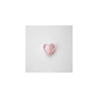 VETRO SOFFIATO CUORE PICCOLO ROSA IN FILO DA 30 PZ 15x15 mm