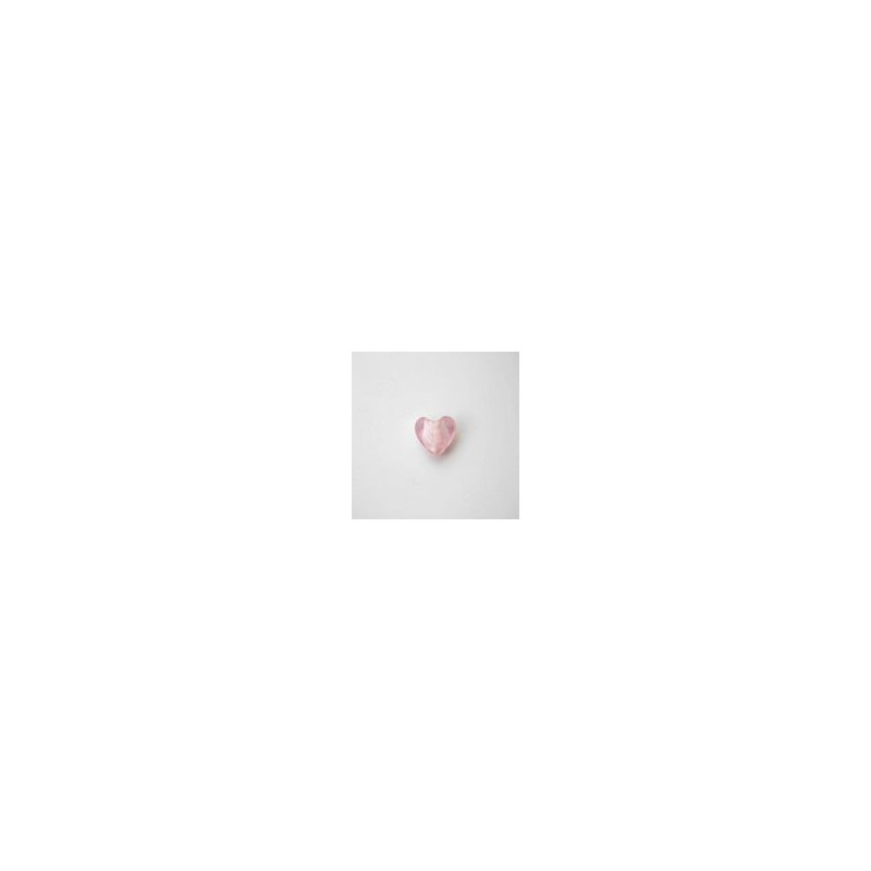 VETRO SOFFIATO CUORE PICCOLO ROSA IN FILO DA 30 PZ 15x15 mm