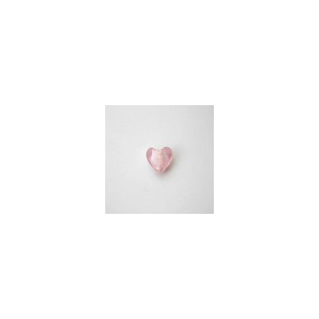 VETRO SOFFIATO CUORE PICCOLO ROSA IN FILO DA 30 PZ 15x15 mm