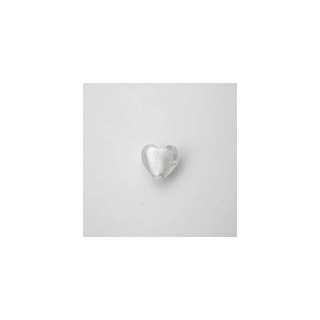 VETRO SOFFIATO CUORE PICCOLO BIANCO. FILO DA 30 PZ.
