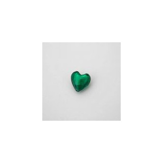 VETRO SOFFIATO CUORE PICCOLO VERDE IN FILO DA 30 PZ 15x15 mm