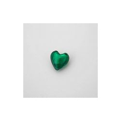 VETRO SOFFIATO CUORE PICCOLO VERDE IN FILO DA 30 PZ 15x15 mm