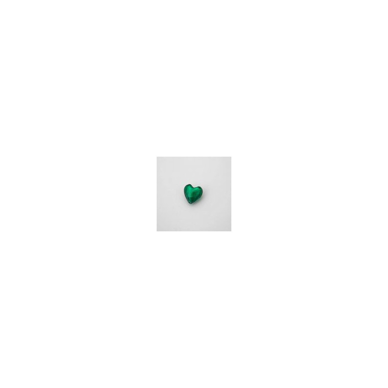 VETRO SOFFIATO CUORE PICCOLO VERDE IN FILO DA 30 PZ 15x15 mm