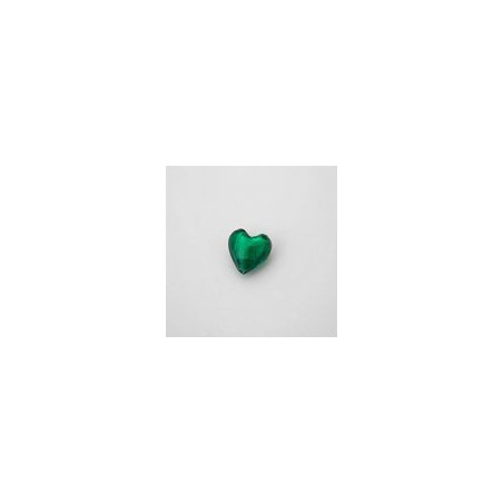 VETRO SOFFIATO CUORE PICCOLO VERDE IN FILO DA 30 PZ 15x15 mm