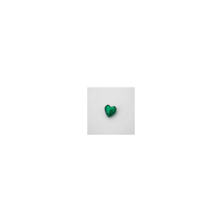 VETRO SOFFIATO CUORE PICCOLO VERDE IN FILO DA 30 PZ 15x15 mm