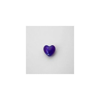 VETRO SOFFIATO CUORE PICCOLO BLU. FILO DA 30 PZ 15x15 mm