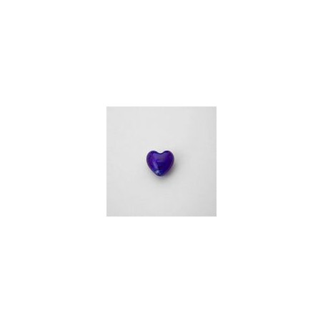 VETRO SOFFIATO CUORE PICCOLO BLU. FILO DA 30 PZ 15x15 mm