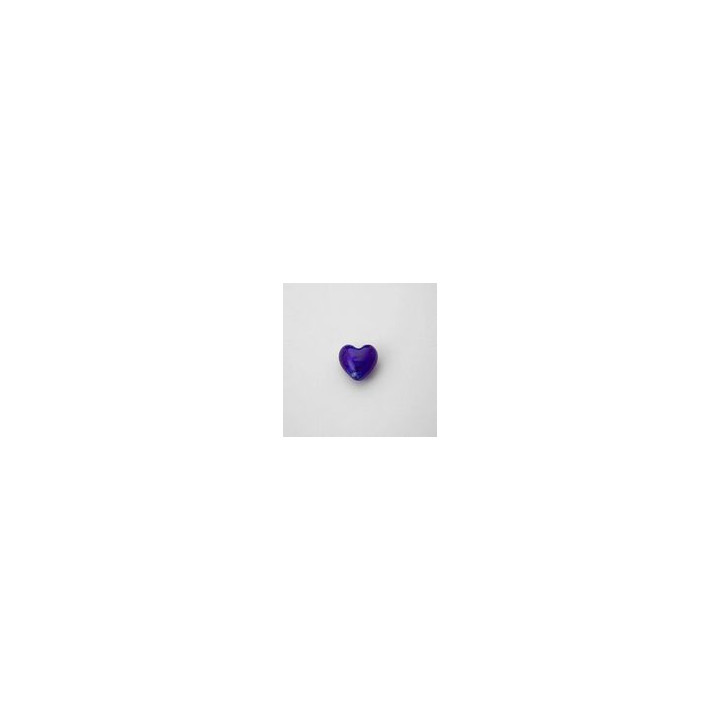 VETRO SOFFIATO CUORE PICCOLO BLU. FILO DA 30 PZ 15x15 mm