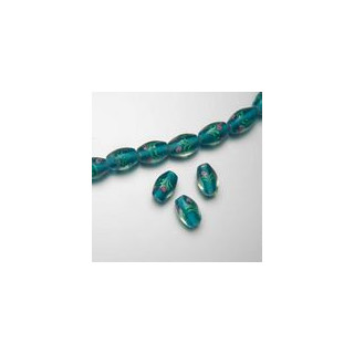 PERLE FORMA DI OLIVA, FILO DA 24 PEZZI mm 16x11 AZZURRO
